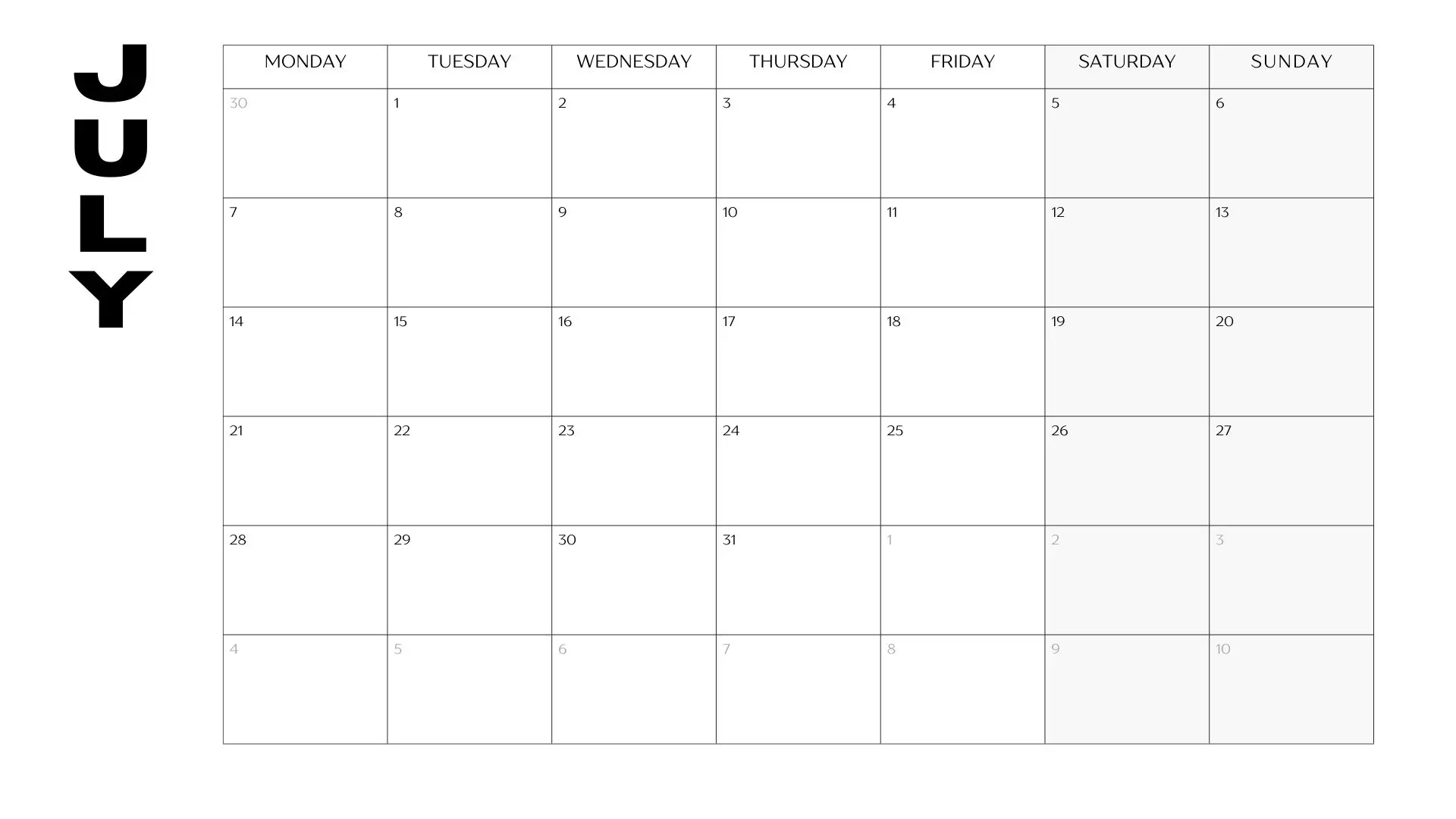 july 2025 calendar